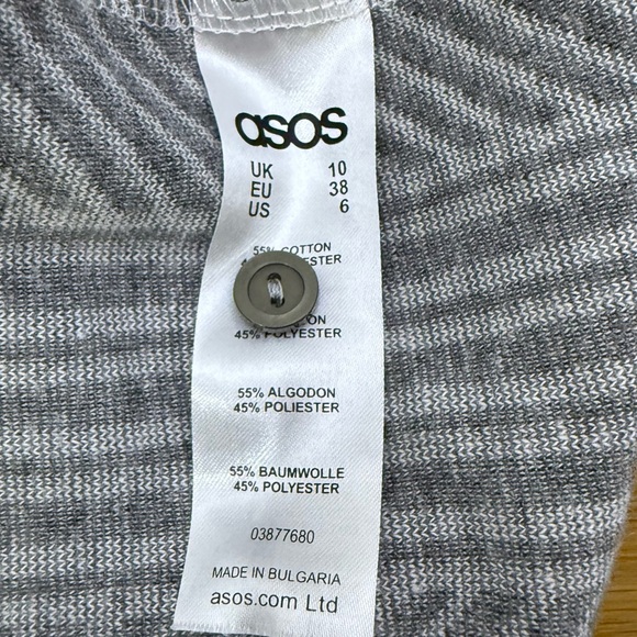 3/$20 ASOS Bodycon Dress Long Sleeve High Neck cutout Grey Chevron Stripe size 6 - Picture 5 of 8